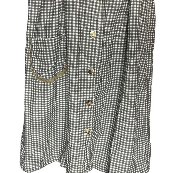 Vintage Match 10 Gingham Plaid Button Shirt Dress Black White Cottagecore Fall‎ - Picture 3 of 5